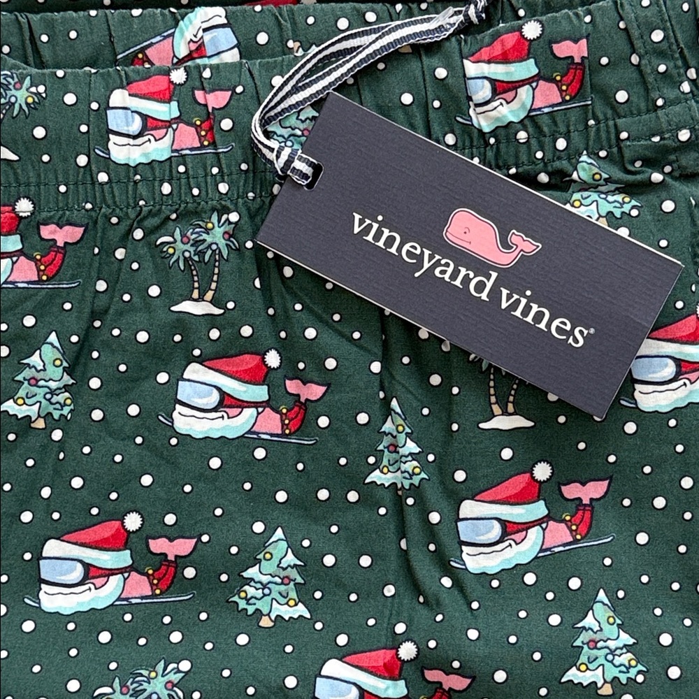 Vineyard Vines Skis and Trees Green Printed Stretch Lounge Pants Size L Unisex - Picture 8 of 14